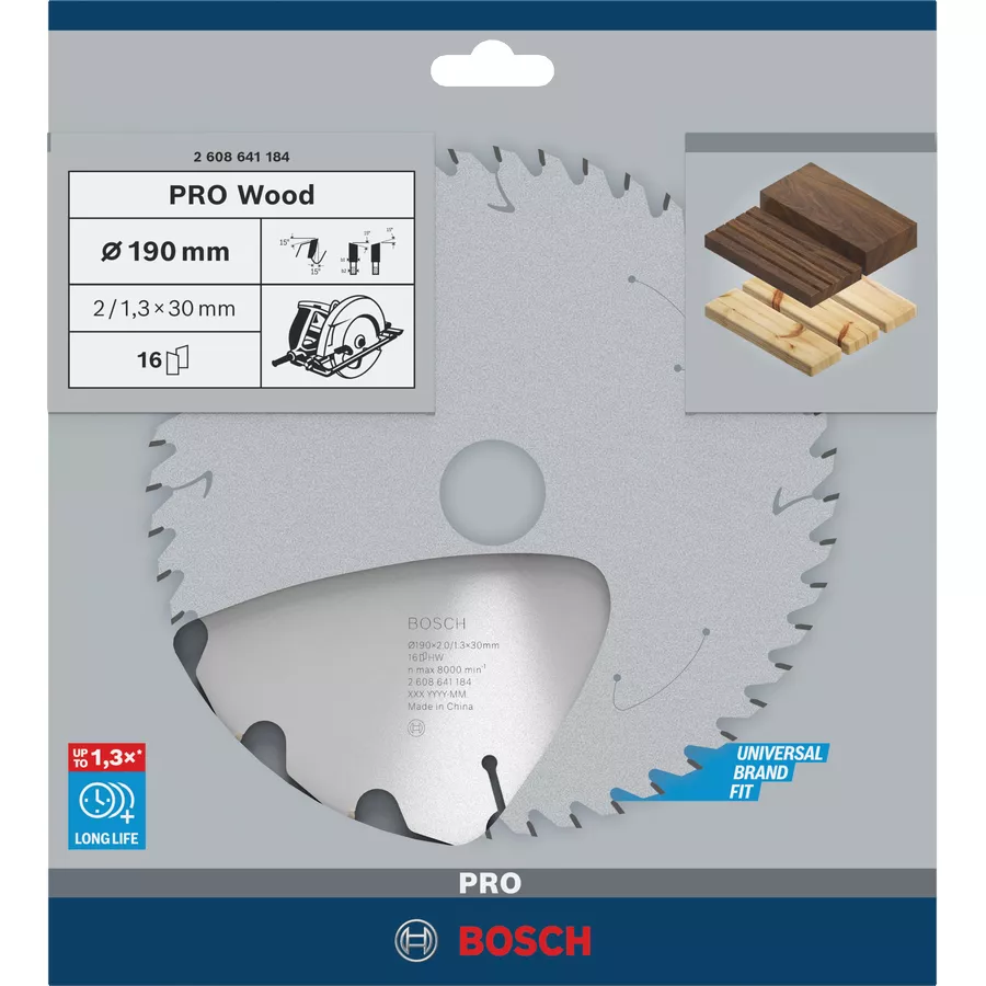 Lame BOSCH PRO Wood 190 x 30 mm / 16 dents scie circulaire